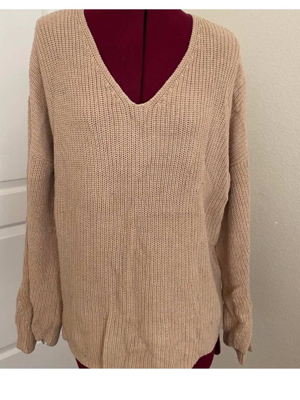 Cotton On Beige V-Neck Cotton Sweater